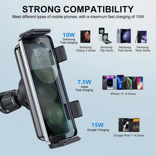 Updated Car Charger 15W For Samsung iPhone Android Google Mount Holder Durable - Picture 6 of 16
