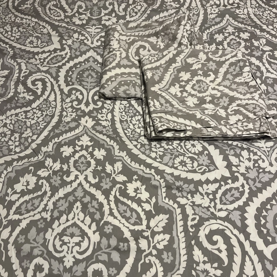 Edredón floral Paisley KING y 2 fundas de almohada gris blanco Nicole Miller Foto 3 de 4