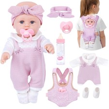 12'' Baby Doll Playset with Clothes and Dolls Carrier Accessories Included Ba...