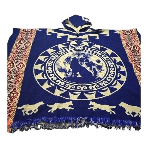 Erwachsene Unisex Poncho Bild vom Wolf heult auf dem Mond sehr große Größe 2XL+ - Bild 10 von 18