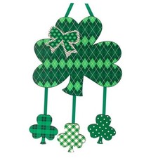 Wooden St. Patrick's Day Decoration Door Wreath for Front Large Green Shamrock