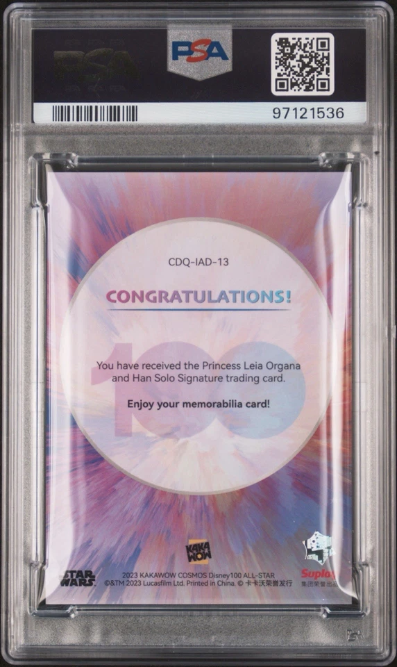 23 Kakawow STAR WARS DISNEY- Princess LEIA / Han Solo Dual Signatures /25 PSA 10 - Image 2 of 4