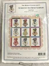 The Design Connection's Sunbonnet Sue cross stitch Quilt Sampler Chart Pack