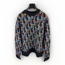 Dior Oblique Black Wool Jacquard Sweater Size: XL