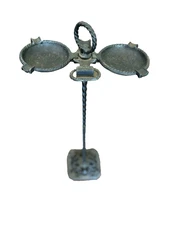 Antique Cast Iron Smoke Stand with 2 removable Ash Trays &  Pipe & Match Holder