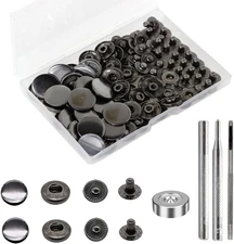 24 Sets Heavy Duty Leather Snap Fasteners Kit,  17Mm Metal Snap Buttons Press St