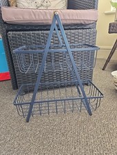Navy Metal 2 Tier Fruit Basket Stand for Kitchen Storage
