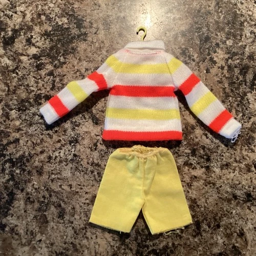 Vintage Mod Barbie #1862 Country Capers Outfit, Orange Yellow Stripe Shirt