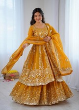 PAKISTANI INDIAN WEDDING BRIDE TOP LENGHA PARTY WEAR NEW DRESS BOLLYWOOD SUIT