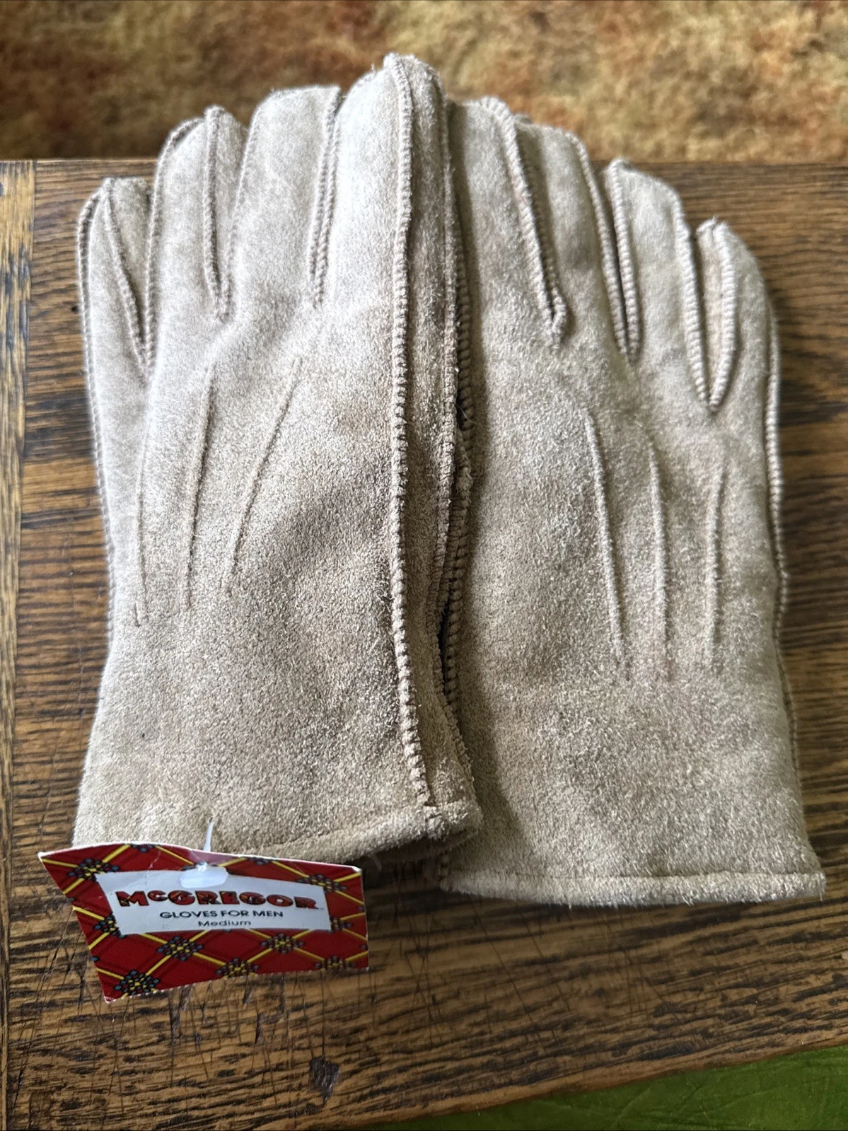 Vtg NWT McGregor Leather Cowhide Gloves Lined Men’s Size M Brown Driving Winter