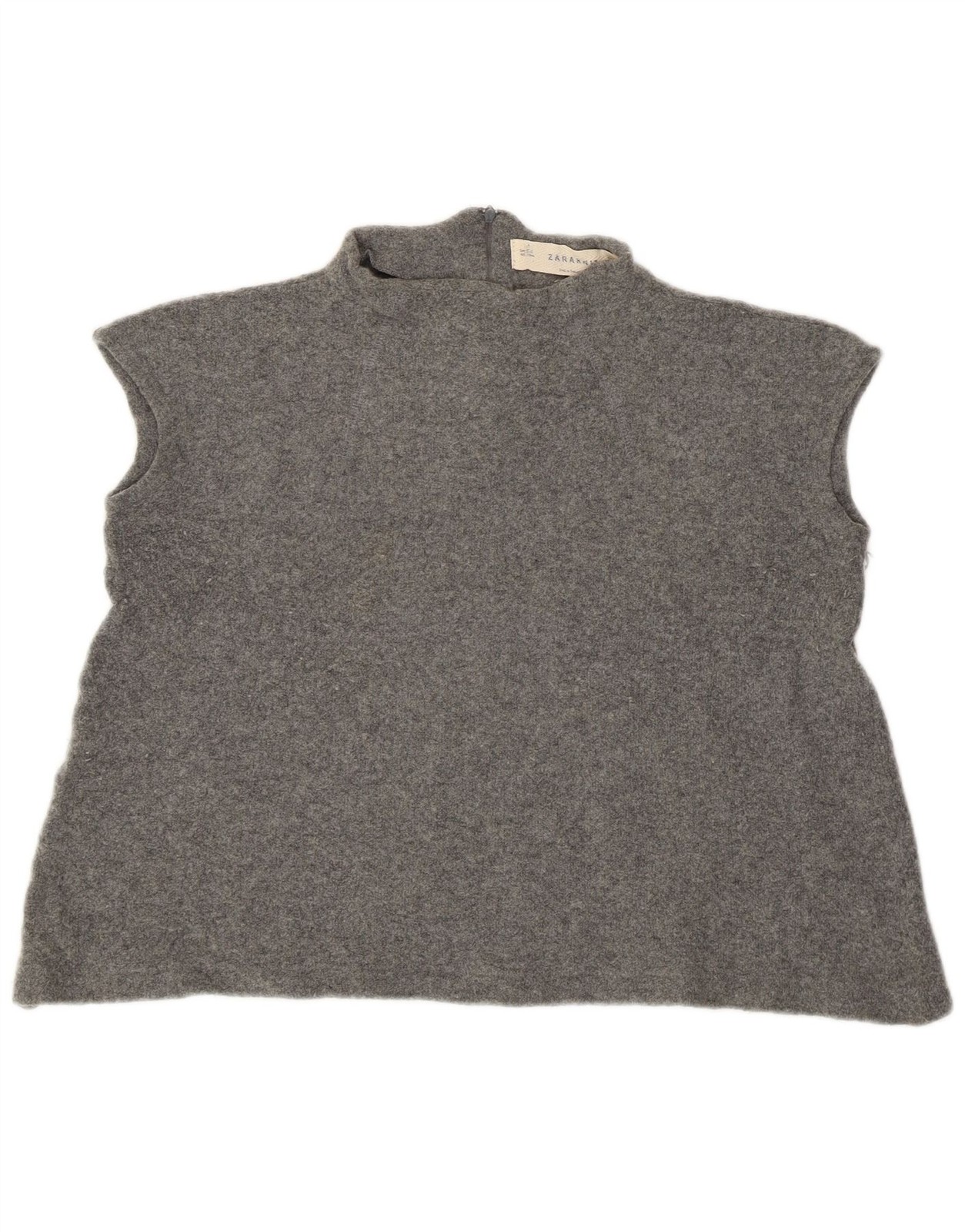 Zara Womens Vest Tank Top UK 14 Medium Grey Wool A006
