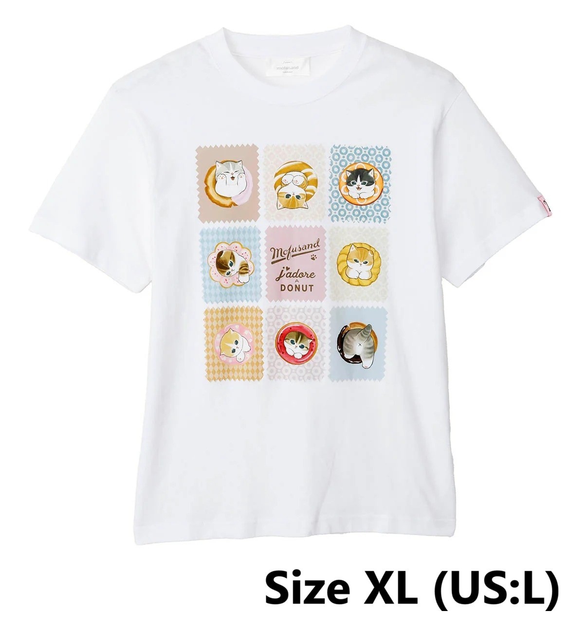Mofusand Coffee and Donuts T-shirt Illustrated Book White Size XL (US:L) Japan