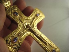 Crocifisso pettorale per vescovi e sacerdoti - placcato oro su ottone - 250t