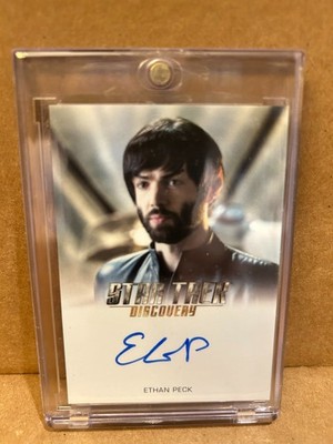 2 different Autographed cards by Ethan Peck as Spock from Star Trek Discovery