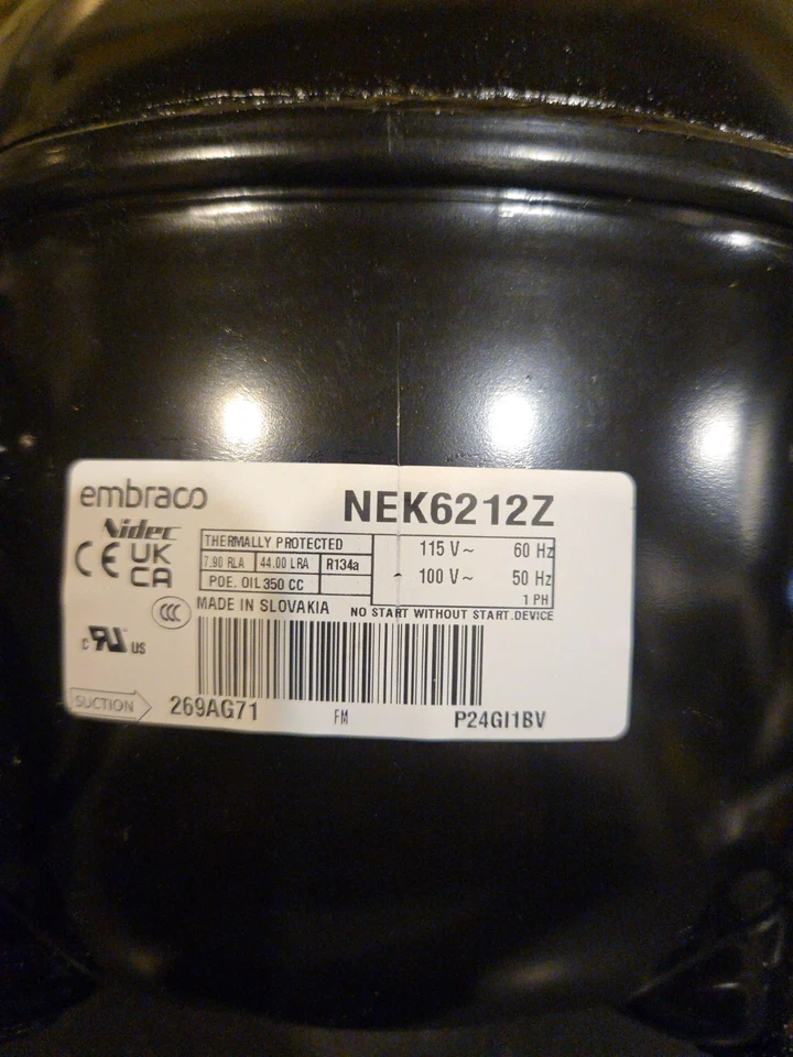 Compressor de refrigeração Embraco Nek6212Z 115V 1/2 HP - Imagem 3 de 3