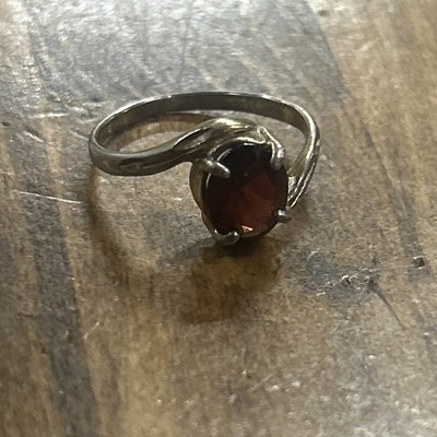 Sterling Silber Granat Bypass Ring Größe 8,25 2,33 Gramm
