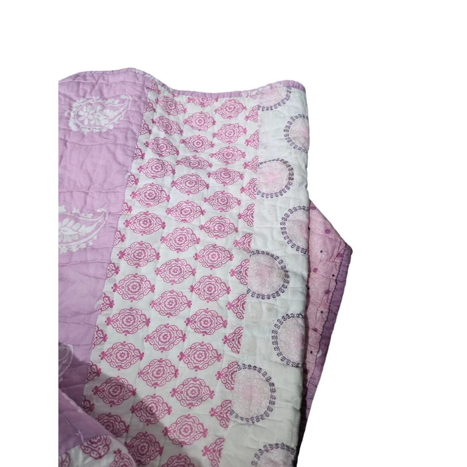 Ropa de cama Pottery Barn Kids totalmente acolchada rosa boho algodón cachemira suave estampada Foto 3 de 4