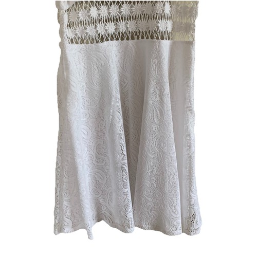 Full Tilt White Fit & Flare Dress Racerback Lace Crochet Tag XL, Measures Medium - Picture 7 of 18