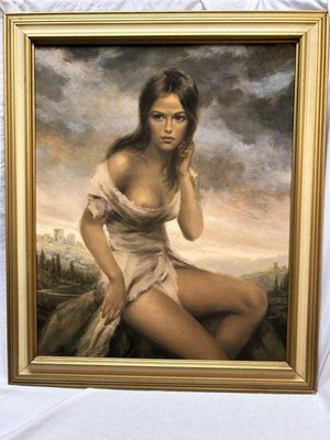 Vintage VINCIATA Print  Broken Silence  Joseph Wallace King Framed Semi-Nude