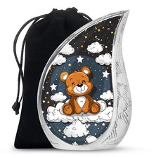 Brown Happy Bear Large Cremation Urns For Human Ashes Adult Female 10 Inch 