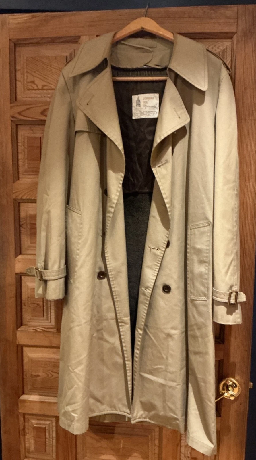 Men's London Fog Trench Vntg 88-93 Dbl brstd w/zip in liner and Belt 40 Long