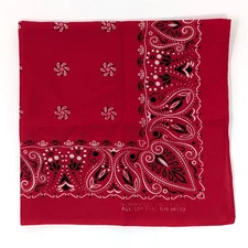 Vtg 1960s WAMCRAFT Red Paisley Bandana RN 14193 | Fast Color Selvedge Edge