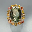 Gemstone 32 ct Natural Green Amethyst Ring 925 Sterling Silver Size 8 /R475174