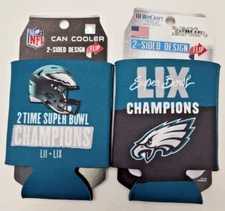 Philadelphia Eagles NFL 2x Super Bowl LIX Champions Can Koozie Set of Two