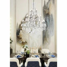 Crystal Chandelier Quality Foyer Chrome Living Dining Room Lighting 24 Light 49"