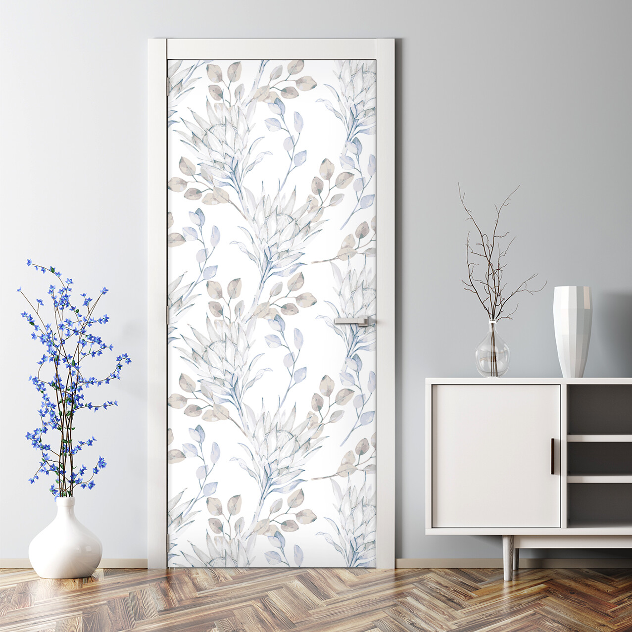 Removable Door sticker African Protea Floral Self adhesive Watercolour Tropical