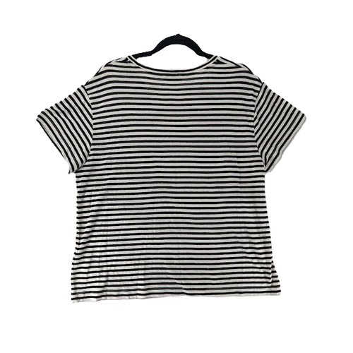 Vince Top Tee T-Shirt Womens Black Beige Stripe Silk Blend Stretch Italy Size XL - Picture 5 of 8