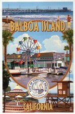 Balboa Island Newport Beach California, Ferris Wheel Pier CA --- Modern Postcard