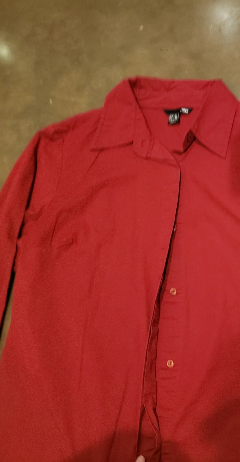 WOMANS H&M RED SOLID BUTTON DOWN LONG SLEEVE DRES… - image 3