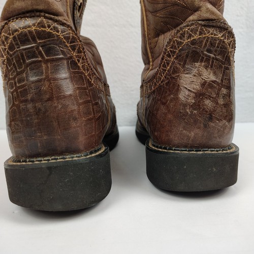 Stivali Justin Gypsy donna 11B marrone stampa Gator cuore punta quadrata western - Foto 10 di 12