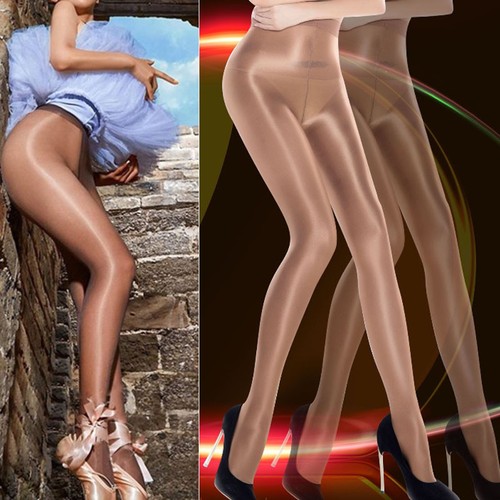 Moda Mujeres Sexy Transparente Aceite Brillante Brillante Clásico Pantimedias Medias - Imagen 3 de 15