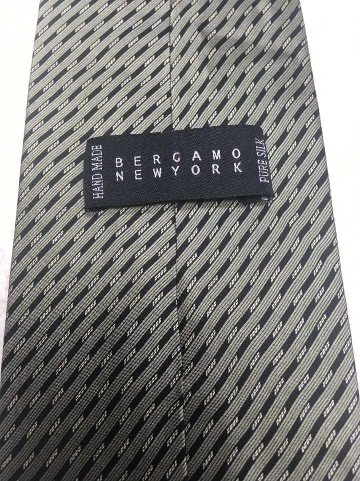 BERGAMO NEW YORK MENS TIE GREEN WITH BLACK 4 X 60 - Image 4 of 4