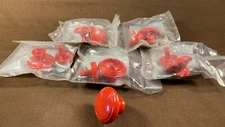 6 Vintage Red Drawer Cabinet Pull Knobs Made In UK Art Deco 1950’s Kitchen NOS