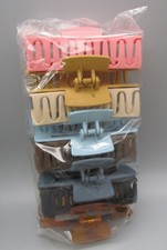 Set of 8 Multi-Color Solid Animal Print Rectangle Claw Hair Clips