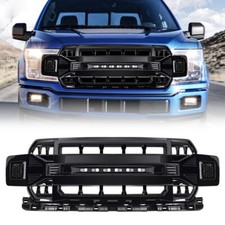Glossy Black Front Armor Grille Wled Off-road Lights For 2018-2020 Ford F150