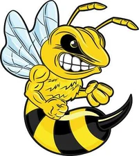 4in x 4.5in Right Facing Hornet Vinyl Sticker Car Truck Vehicle Bumper Decal