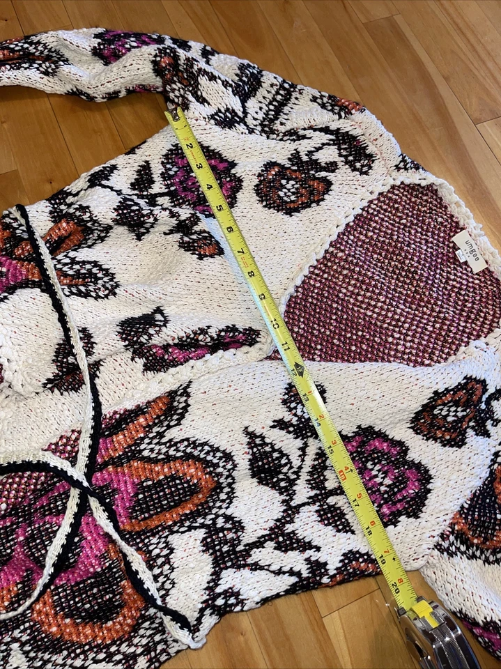 Umgee Women’s Floral Jacket Sweater Cardigan Pompom Tie Size Small - Image 4 of 4