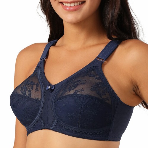 UK Ladies Firm Control Lace Non Wired Full Coverage Minimiser Bra Plus Size BCDE - Picture 32 of 50