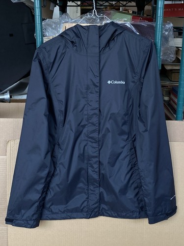 Columbia Omni Tech Watertight Rain Women’s Size Small Black Jacket Hoodie