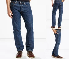 Levis 501 Original Fit Men's Button Fly Levi's Jeans Dark Stonewash 0194