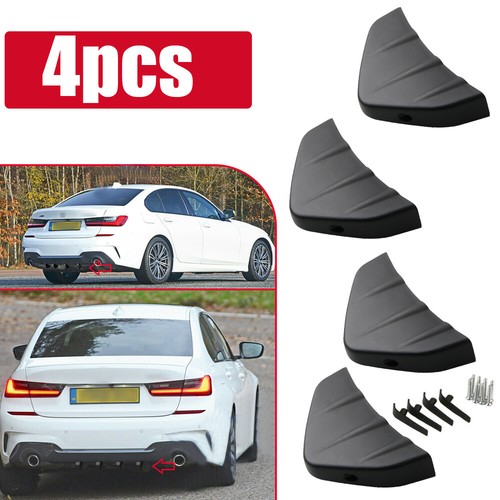 4× Universal Car Rear Bumper Lip Diffuser Shark Fins Splitter Accessories Black - Afbeelding 9 van 12