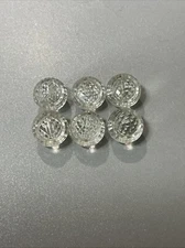 (6) Antique Clear Glass Tunnel Shank 1/2” Buttons Faceted Dome W/ Collar X15