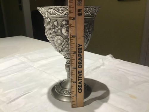 Pewter Chalice Viking Invasion Franklin Mint Stone Stem Great For Halloween VTG - Picture 4 of 4