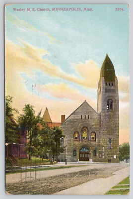 Postcard Minneapolis Minnesota Wesley ME Church 1911 