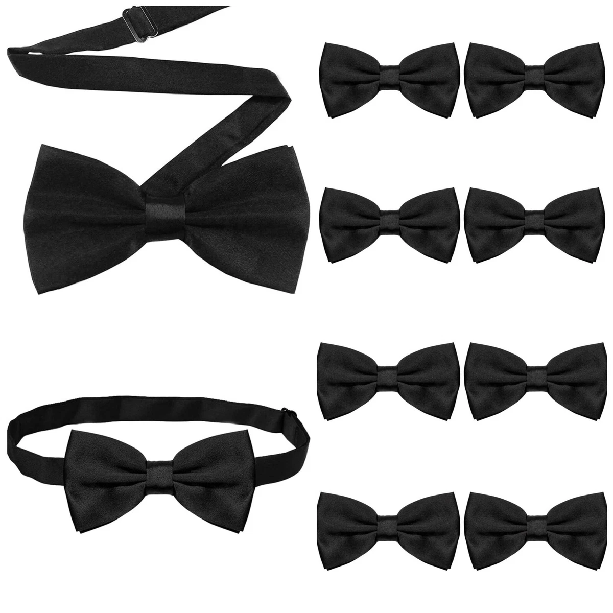 Adjustable Bowtie, Men Bowtiepre-Tied Bow Tie for Parties, (Bundle 10pc  Black)