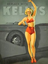 Vintage Pinup Girl Kelly Tire Ad Reproduction Metal Sign FREE SHIPPING